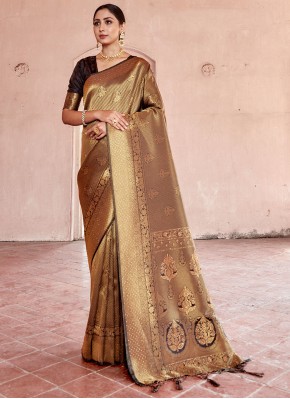 Vivacious Black Handloom silk Traditional Designer Saree