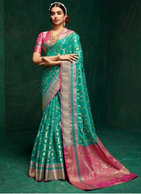 Vivacious Woven Cotton Silk Rama Trendy Saree