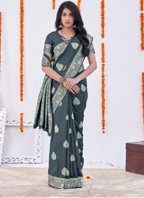 Weaving Banarasi Silk Classic Saree in Grey