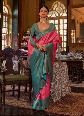 Weaving Kanjivaram Silk Designer Saree in Pink