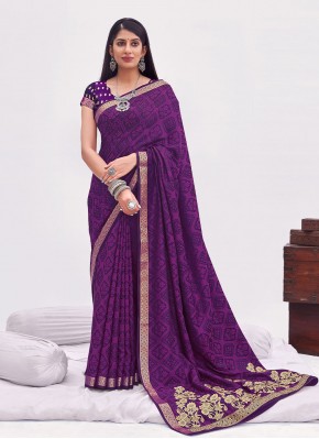 Weaving Satin Classic Designer Saree in Purple