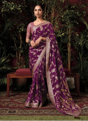 Weaving Viscose Saree in Purple