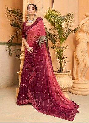 Weight Less Printed Peach Traditional Saree