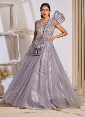 Whimsical Fancy Grey Designer Gown