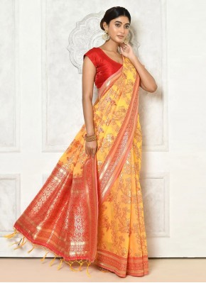 Whimsical Yellow Ceremonial Classic Saree