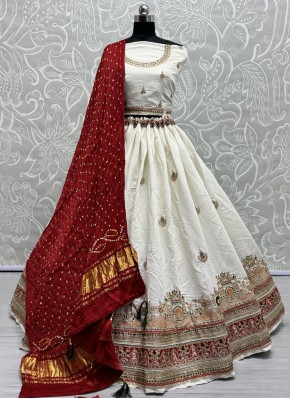 White Lucknowi work Silk Trendy Lehenga Choli