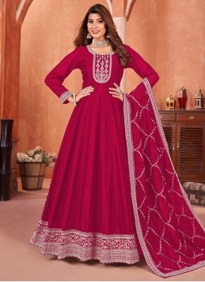 Winsome Pink Art Silk Designer Salwar Kameez