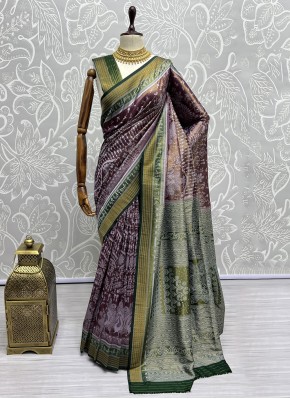 Winsome Silk Weaving Wine Designer Saree
