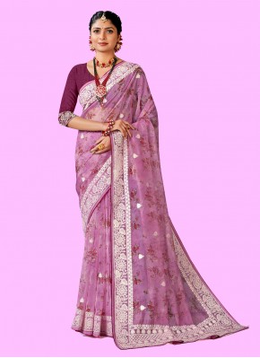 Wonderous Lavender Resham Classic Saree
