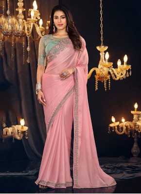 Wonderous Shimmer Georgette Embroidered Rose Pink 