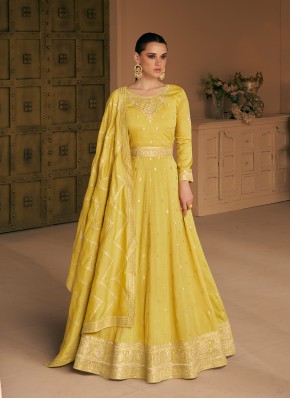 Yellow Embroidered Party Trendy Salwar Kameez