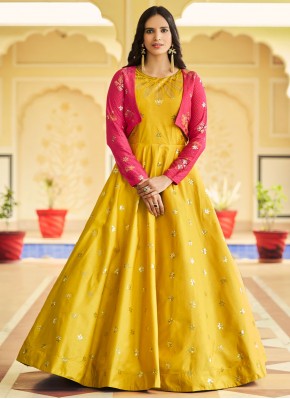 Yellow Engagement Cotton Trendy Gown