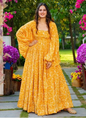 Yellow Party Readymade Gown