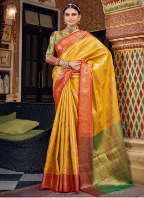 Yellow Weaving Contemporary Saree