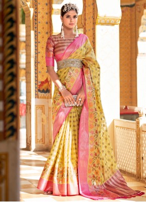 Yellow Weaving Sangeet Classic Saree