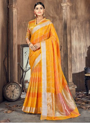 Yellow Woven Festival Traditional Saree