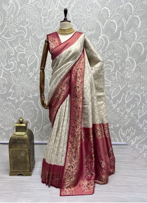 Zari Kanjivaram Silk Trendy Saree in Cream