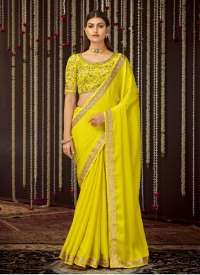 Zari Silk Designer Saree in Yellow