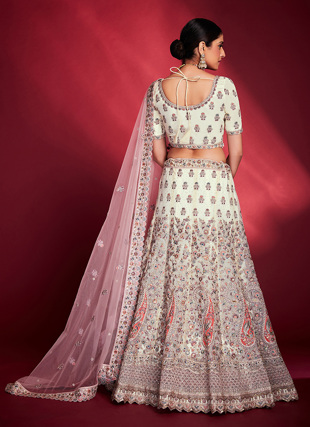 Buy White Lehenga and Designer Duptta at Rs. 3500 online from Surati Fabric designer  lehenga : D.N.1002-B